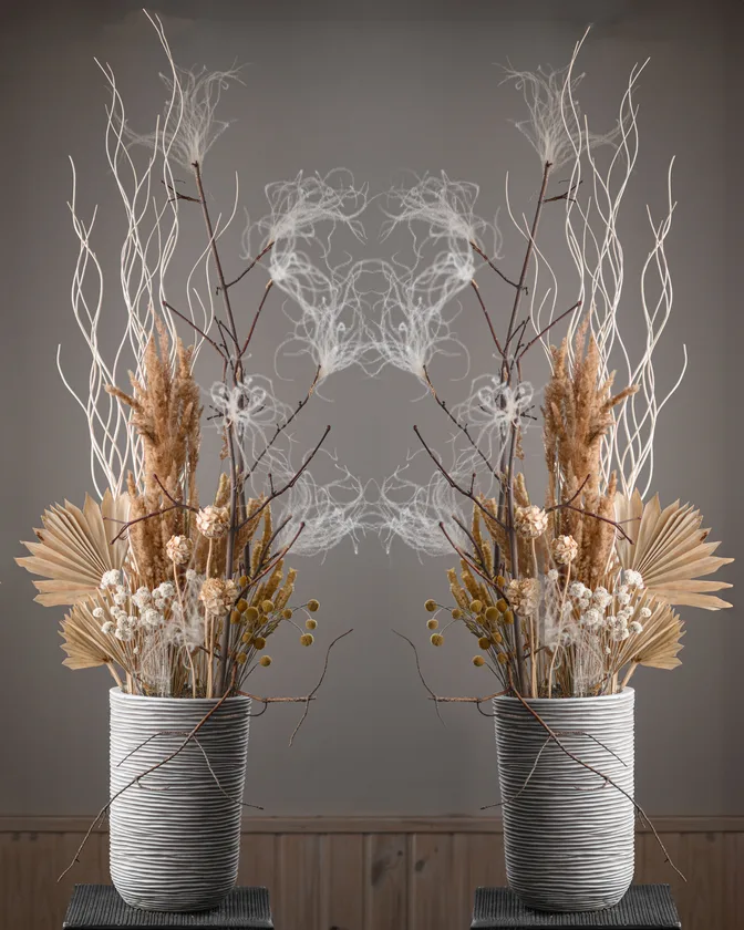 Tall floor dried flower arrangement