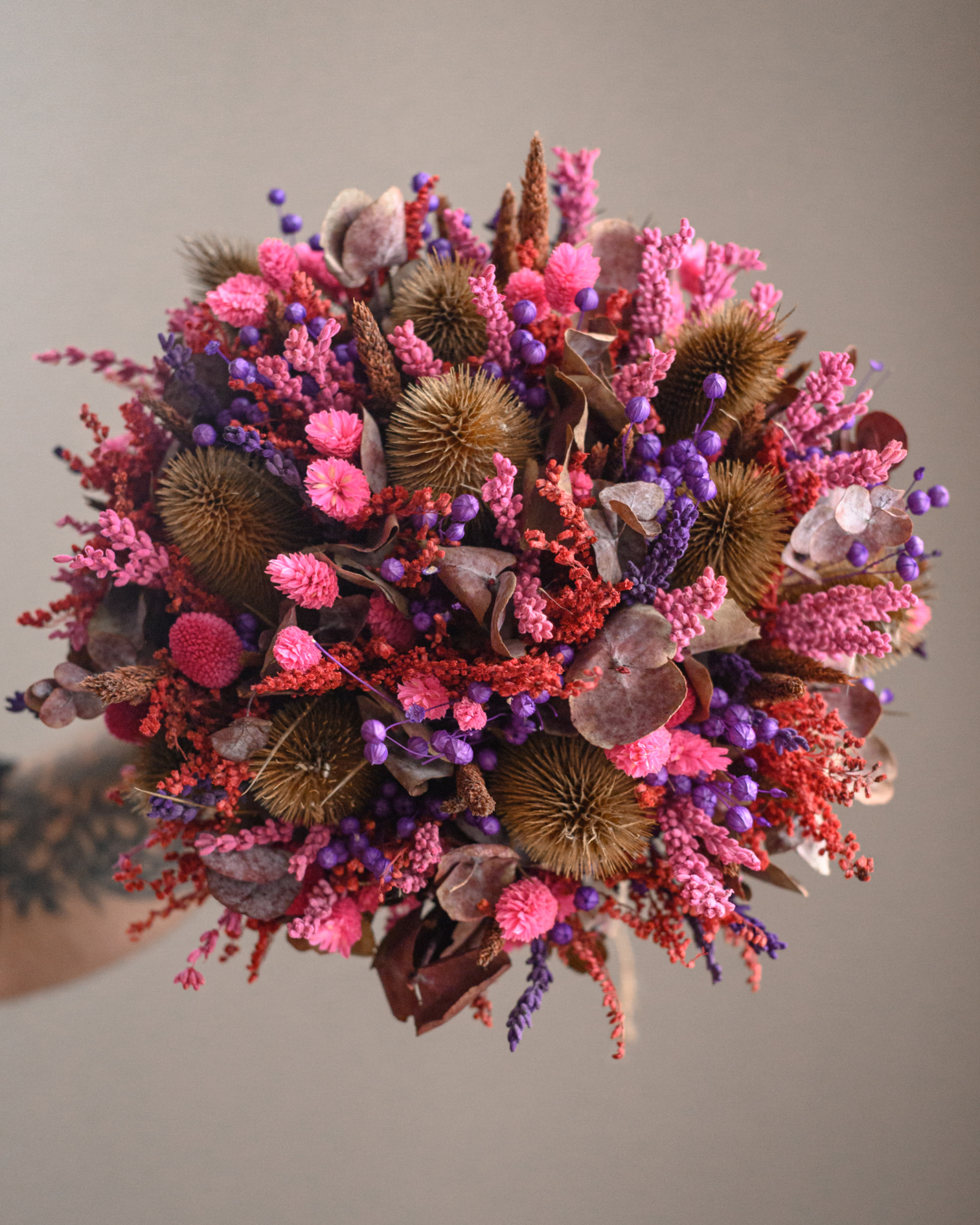 Classic round dried flower bouquet